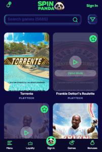 mobile version spin panda casino
