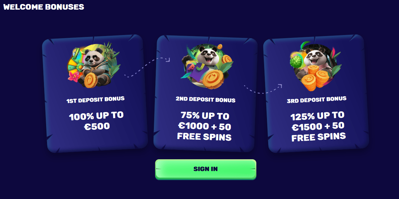 Welkomspakket Spin Panda Casino